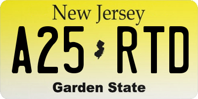NJ license plate A25RTD