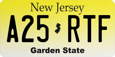 NJ license plate A25RTF