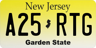 NJ license plate A25RTG