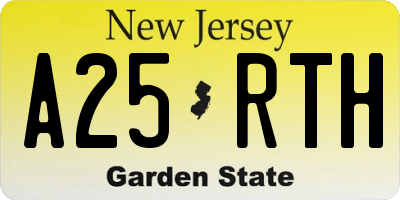 NJ license plate A25RTH