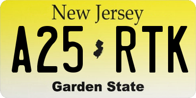 NJ license plate A25RTK