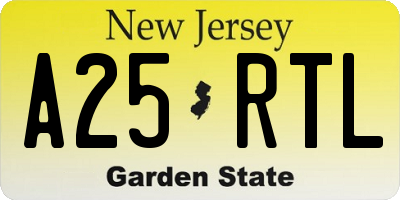 NJ license plate A25RTL