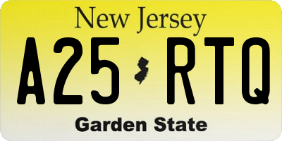 NJ license plate A25RTQ