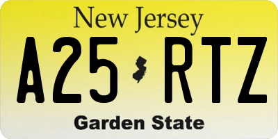 NJ license plate A25RTZ