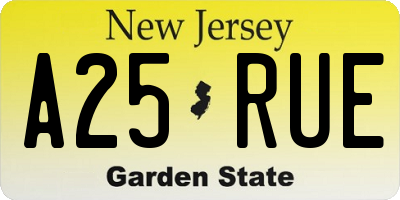 NJ license plate A25RUE