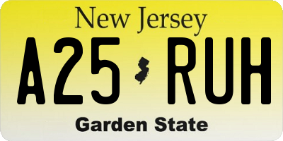 NJ license plate A25RUH