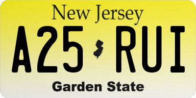 NJ license plate A25RUI