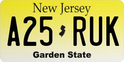 NJ license plate A25RUK