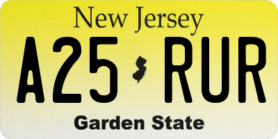 NJ license plate A25RUR