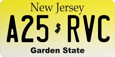 NJ license plate A25RVC