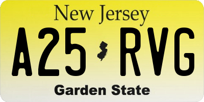 NJ license plate A25RVG