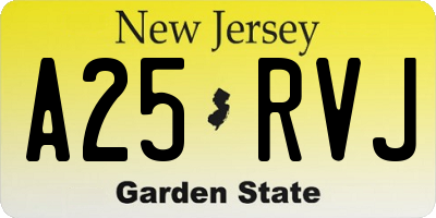 NJ license plate A25RVJ