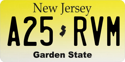 NJ license plate A25RVM
