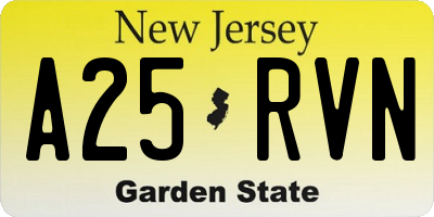 NJ license plate A25RVN