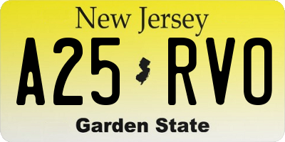 NJ license plate A25RVO