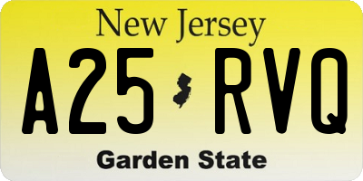NJ license plate A25RVQ