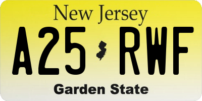 NJ license plate A25RWF