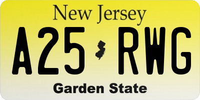 NJ license plate A25RWG