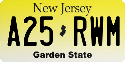 NJ license plate A25RWM