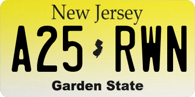 NJ license plate A25RWN
