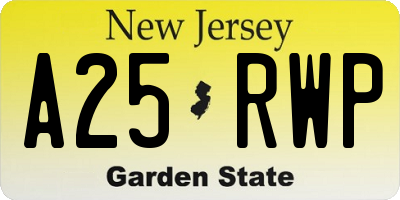 NJ license plate A25RWP
