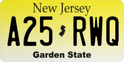 NJ license plate A25RWQ