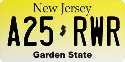 NJ license plate A25RWR