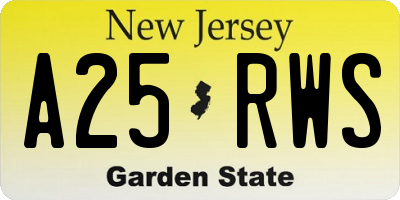 NJ license plate A25RWS