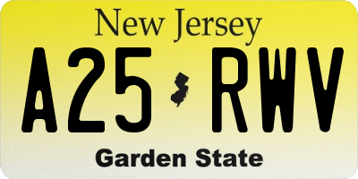 NJ license plate A25RWV
