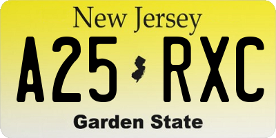 NJ license plate A25RXC