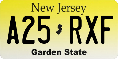 NJ license plate A25RXF