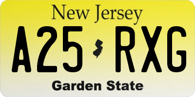 NJ license plate A25RXG