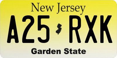 NJ license plate A25RXK