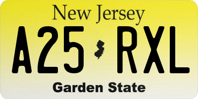 NJ license plate A25RXL