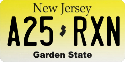 NJ license plate A25RXN