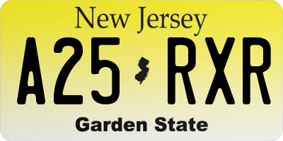 NJ license plate A25RXR