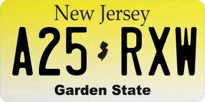 NJ license plate A25RXW