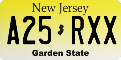 NJ license plate A25RXX
