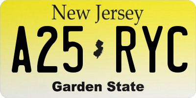 NJ license plate A25RYC