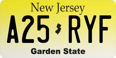 NJ license plate A25RYF