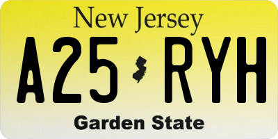 NJ license plate A25RYH