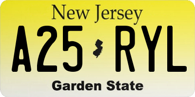 NJ license plate A25RYL