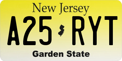 NJ license plate A25RYT