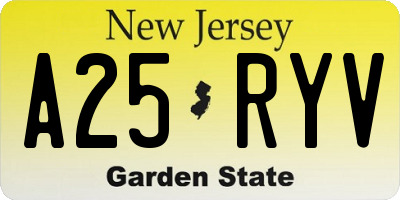 NJ license plate A25RYV