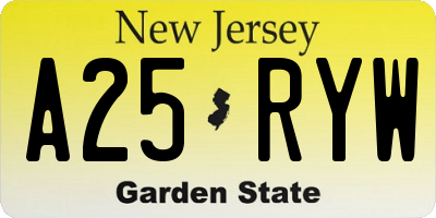 NJ license plate A25RYW