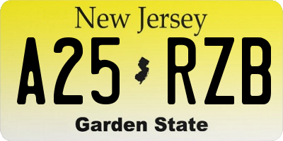 NJ license plate A25RZB