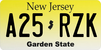 NJ license plate A25RZK