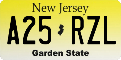 NJ license plate A25RZL