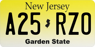 NJ license plate A25RZO