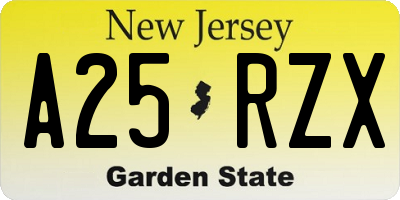 NJ license plate A25RZX